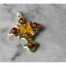 925 Sterling Silver Multicolor Amber Pendant