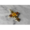 925 Sterling Silver Multicolor Amber Pendant