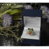 925 Sterling Silver Multicolor Agate, Nephrite & Amber Ring Size 10.25