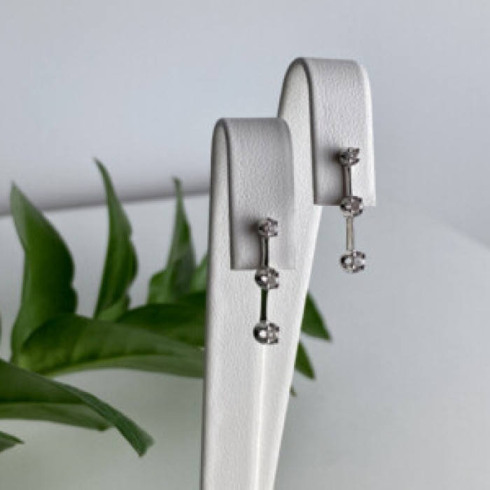 10K White Gold Diamonds Earrings