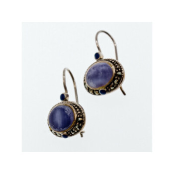 Vintage 925 Sterling Silver Agate & Marcasites Earrings