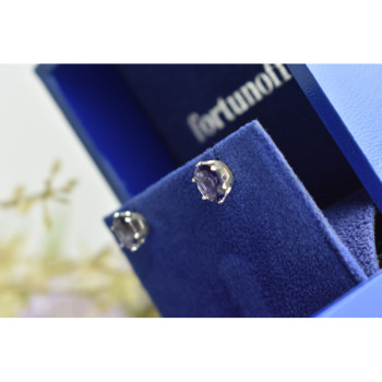 925 Sterling Silver Purple Iolite Stud Earrings