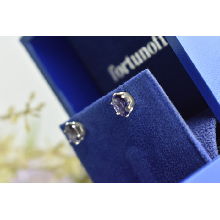 925 Sterling Silver Purple Iolite Stud Earrings