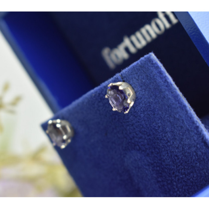 925 Sterling Silver Purple Iolite Stud Earrings