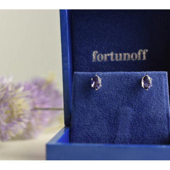 925 Sterling Silver Purple Iolite Stud Earrings