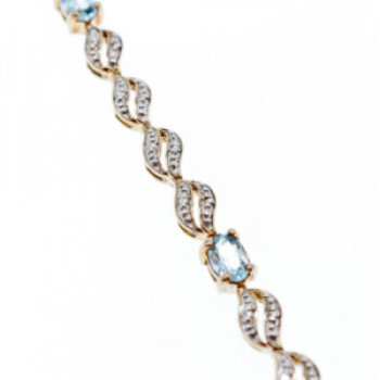 925 Sterling Silver Gold Plated Topaz Bracelet