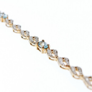 925 Sterling Silver Gold Plated Topaz Bracelet