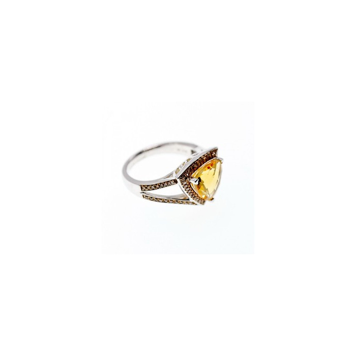 925 STERLING SILVER HELIODOR & HESSONITE RING SIZE 7