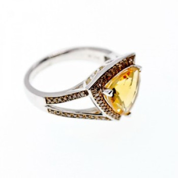 925 Sterling Silver Heliodor & Hessonite Ring Size 7