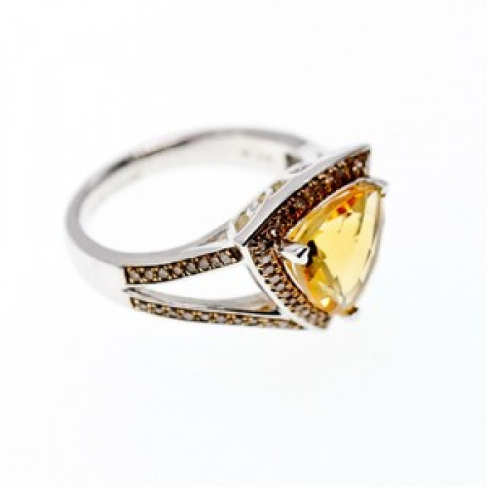 925 Sterling Silver Heliodor & Hessonite Ring Size 7