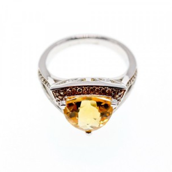 925 Sterling Silver Heliodor & Hessonite Ring Size 7