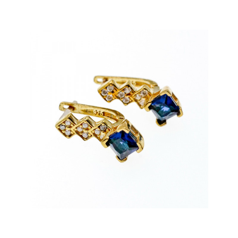 925 Sterling Silver Gold Plated Alpanite & CZ Earrings Turkey