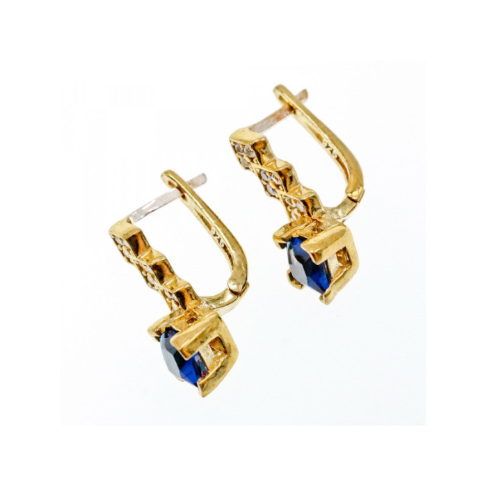 925 Sterling Silver Gold Plated Alpanite & CZ Earrings Turkey