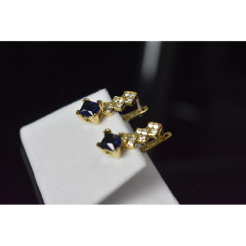 925 Sterling Silver Gold Plated Alpanite & CZ Earrings Turkey
