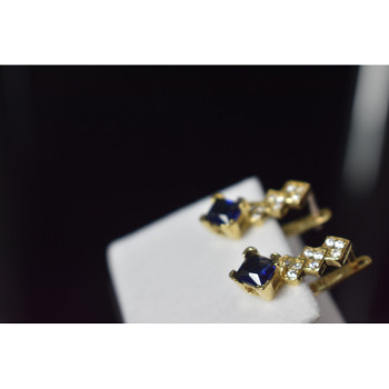 925 Sterling Silver Gold Plated Alpanite & CZ Earrings Turkey