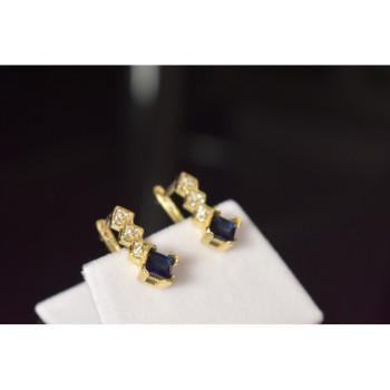 925 Sterling Silver Gold Plated Alpanite & CZ Earrings Turkey