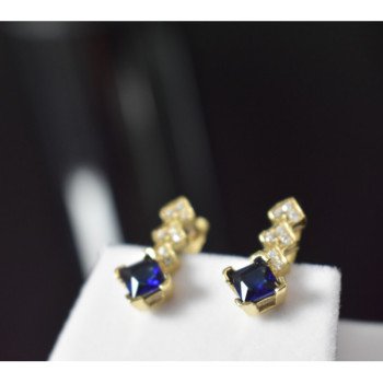 925 Sterling Silver Gold Plated Alpanite & CZ Earrings Turkey