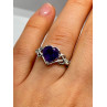 925 Sterling Silver Amethyst & Goshenite Heart Ring Size 6