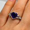 925 Sterling Silver Amethyst & Goshenite Heart Ring Size 6