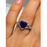 925 Sterling Silver Amethyst & Goshenite Heart Ring Size 6