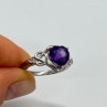 925 Sterling Silver Amethyst & Goshenite Heart Ring Size 6