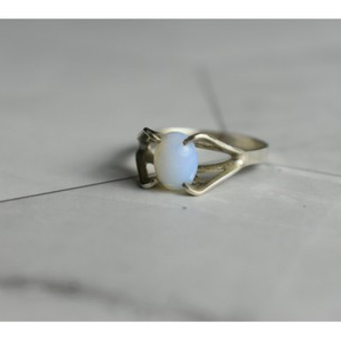 925 Sterling Silver Opal Ring Size 6.5