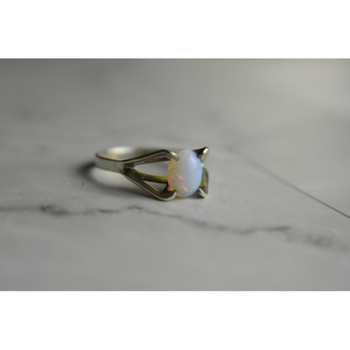 925 Sterling Silver Opal Ring Size 6.5