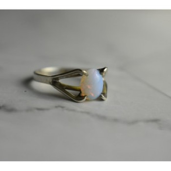 925 Sterling Silver Opal Ring Size 6.5