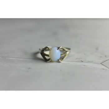 925 Sterling Silver Opal Ring Size 6.5