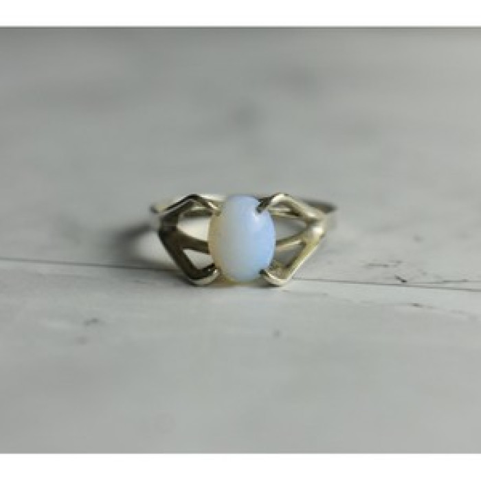 925 Sterling Silver Opal Ring Size 6.5