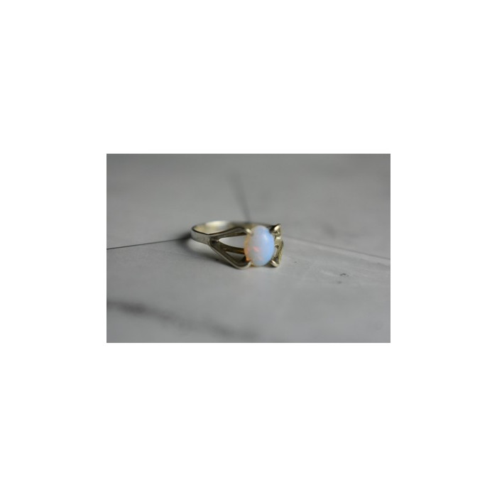925 Sterling Silver Opal Ring Size 6.5