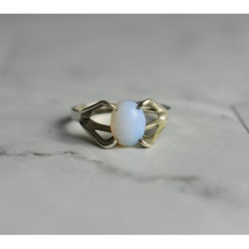 925 Sterling Silver Opal Ring Size 6.5