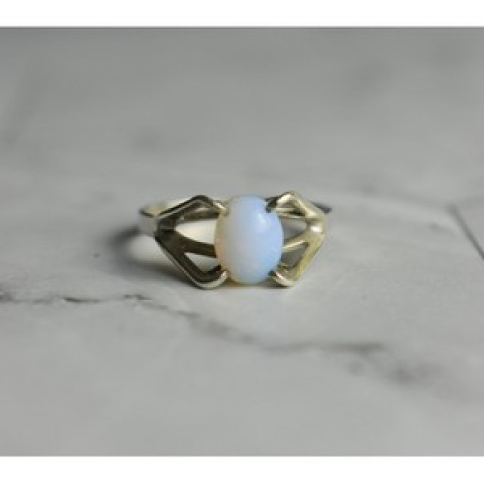 925 Sterling Silver Opal Ring Size 6.5