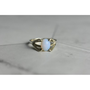 925 Sterling Silver Opal Ring Size 6.5