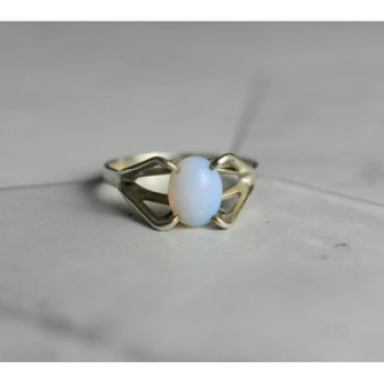 925 Sterling Silver Opal Ring Size 6.5