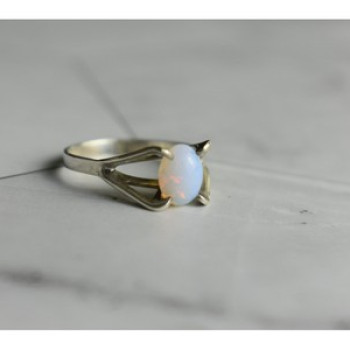 925 Sterling Silver Opal Ring Size 6.5
