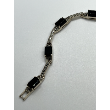 925 STERLING SILVER  AGATE & MARCASITE BRACELET