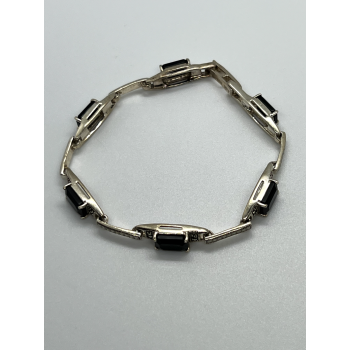 925 STERLING SILVER  AGATE & MARCASITE BRACELET