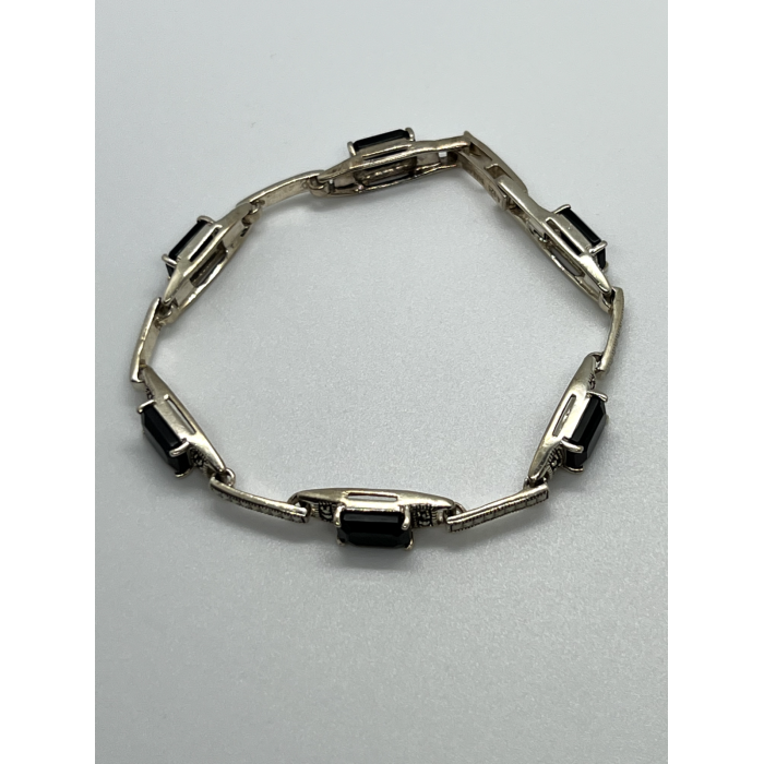 925 STERLING SILVER  AGATE & MARCASITE BRACELET