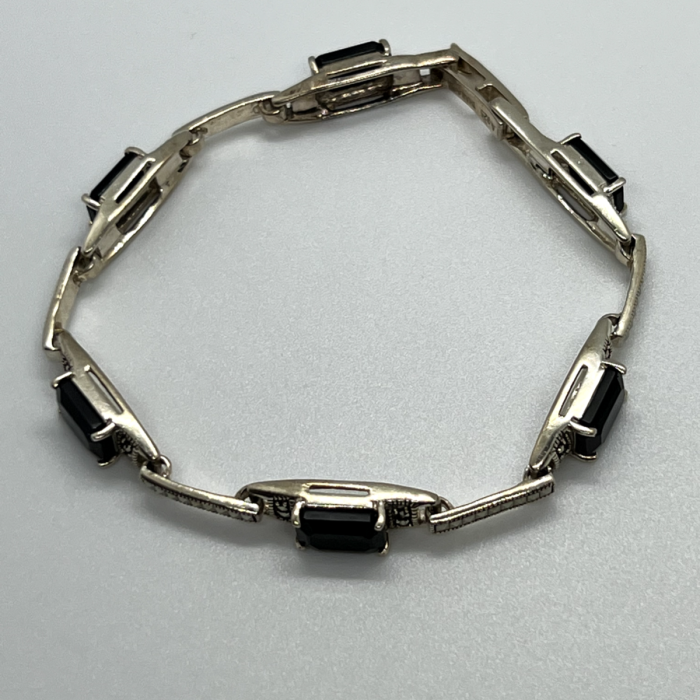 925 Sterling Silver Agate & Marcasite Bracelet