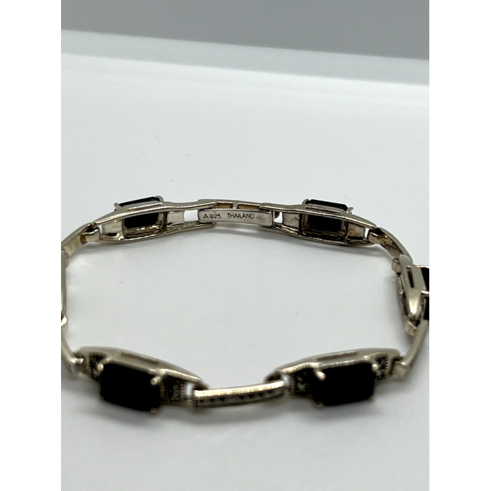 925 STERLING SILVER  AGATE & MARCASITE BRACELET