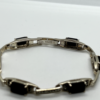 925 Sterling Silver Agate & Marcasite Bracelet