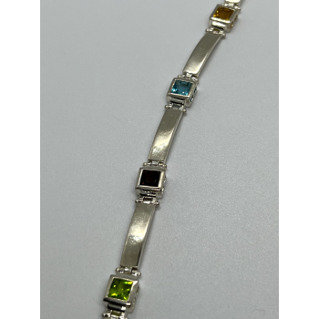 925 STERLING SILVER  PERIDOT, TOURMALINE, TOPAZ & CITRINE BRACELET