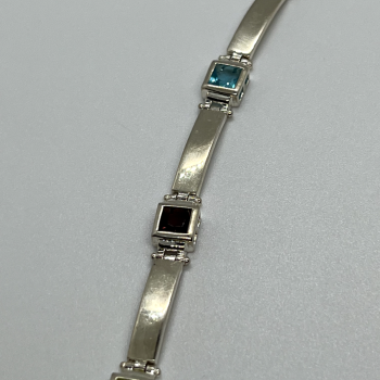 925 Sterling Silver Peridot, Tourmaline, Topaz & Citrine Bracelet