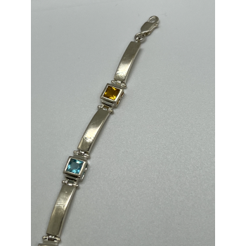 925 STERLING SILVER  PERIDOT, TOURMALINE, TOPAZ & CITRINE BRACELET