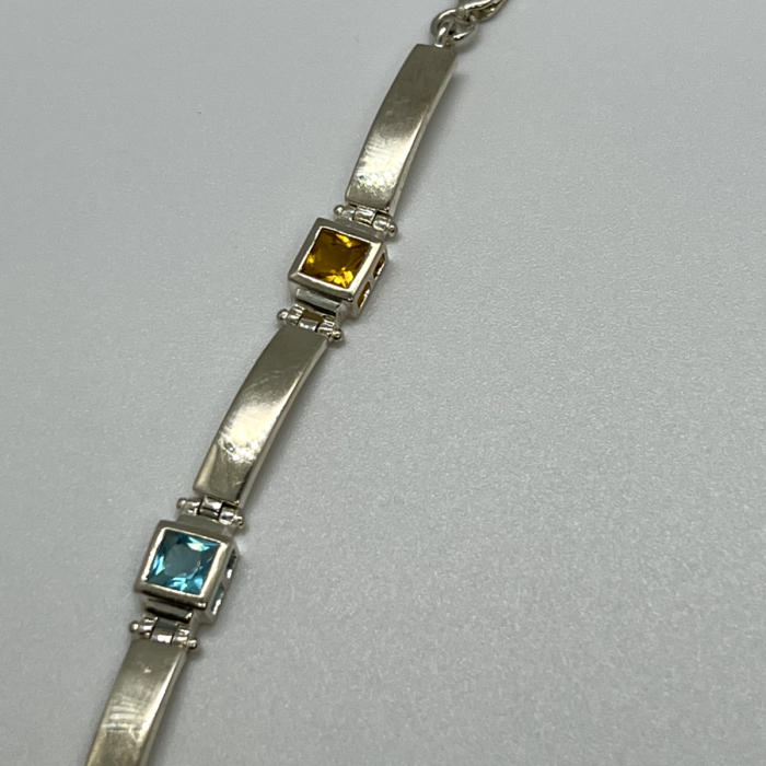 925 Sterling Silver Peridot, Tourmaline, Topaz & Citrine Bracelet