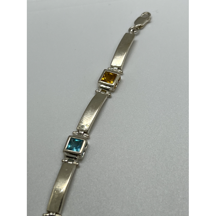925 STERLING SILVER  PERIDOT, TOURMALINE, TOPAZ & CITRINE BRACELET