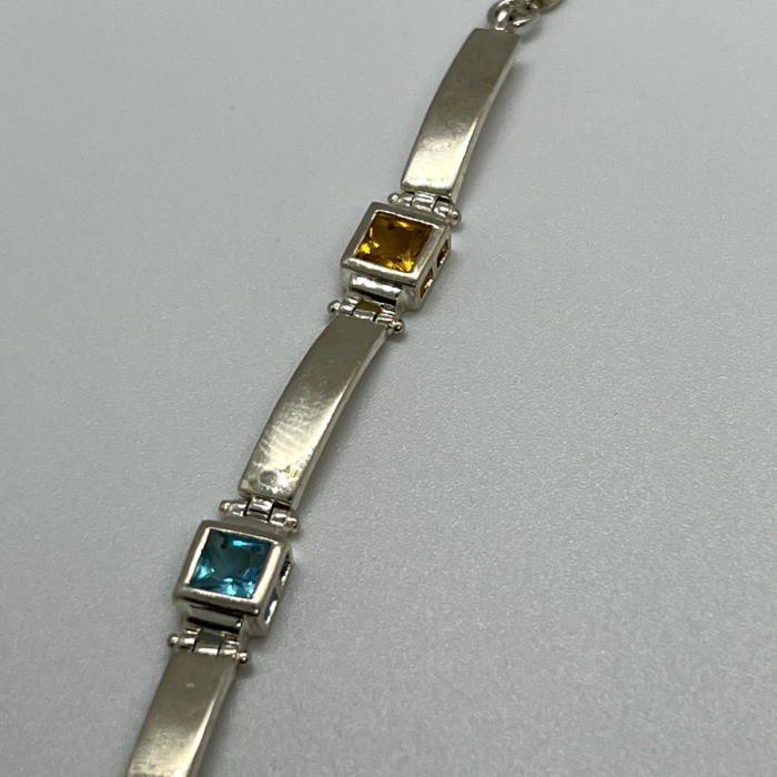 925 Sterling Silver Peridot, Tourmaline, Topaz & Citrine Bracelet