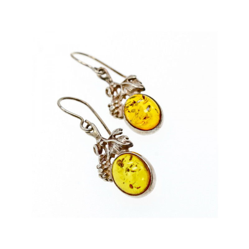 Vintage 925 Sterling Silver Amber Earrings