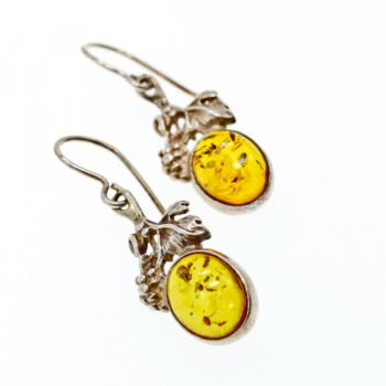 Vintage 925 Sterling Silver Amber Earrings